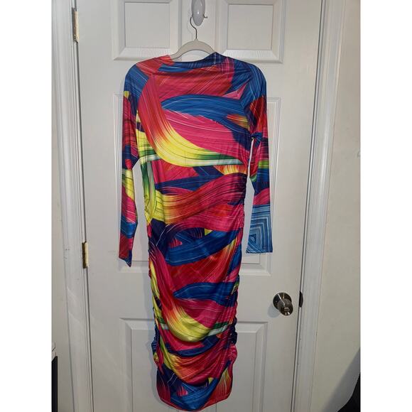 Maweii Allover Print Mock Neck Bodycon Dress size L - Picture 2 of 6